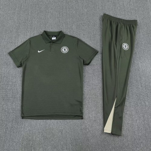 2025-2026 Chelsea Dark Green Soccer Polo and Pants Football Kit