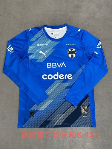 Long Sleeve 2025-2026 Monterrey Third Away Blue Soccer Jersey Menterrey Football Shirt