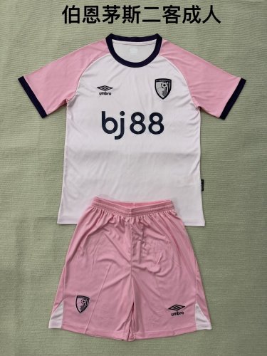 with Sponor Logo Youth Uniform Kids Kit 2025-2026 Bournemouth Third Away Pink Soccer Jersey Shorts Child Football Set