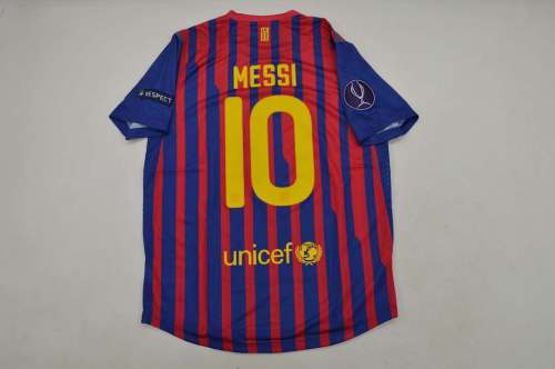 with Front Lettering+UEFA Super Cup Patch Retro Jersey 2011-2012 Barcelona MESSI 10 Home Soccer Jersey Vintage Football Shirt