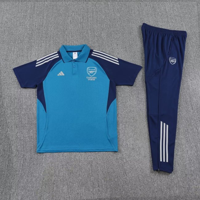 2025-2026 Arsenal Blue Soccer Polo and Pants Football Kit