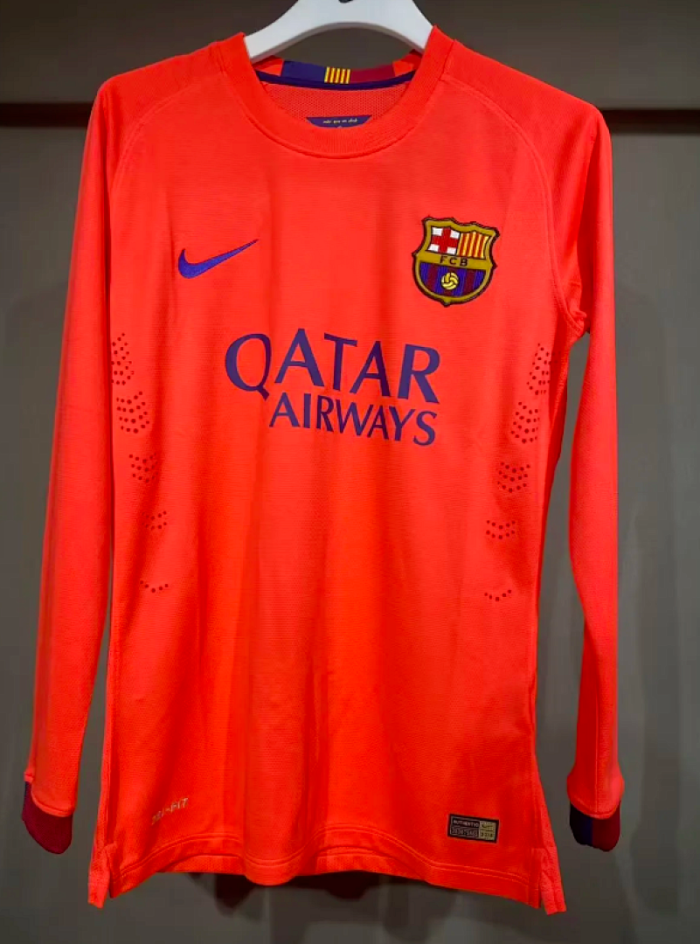 Long Sleeve Player Version Retro Jersey 2014-2015 Barcelona Away Soccer Jersey Vintage Football Shirt
