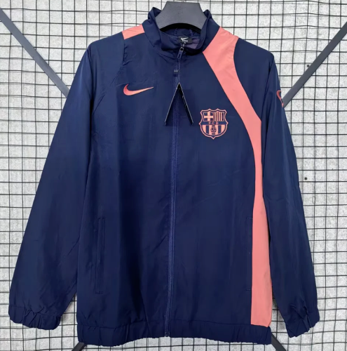 2025-2026 Barcelona Dark Blue/Pink Soccer Windbreaker Jacket Football Jacket