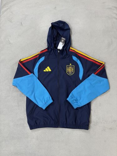 with Caps 2026 Spain Black Soccer Windbreaker Jacket Football Jacket