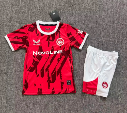 Youth Uniform Kids Kit 2025-2026 Kaiserslautern Home Soccer Jersey Shorts Child Venice Football Set
