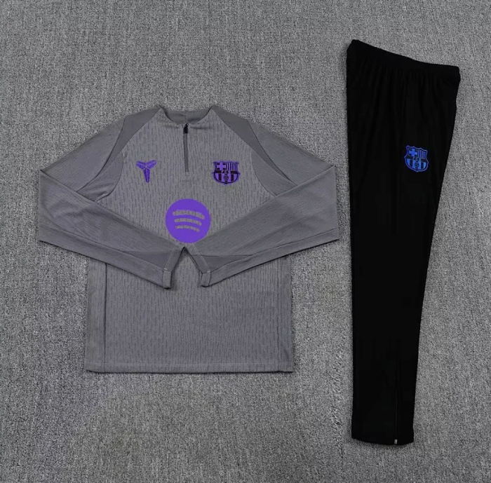 2025-2026 Barcelona Grey Soccer Training Sweater and Pants Football Kit