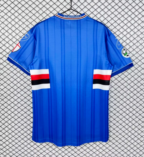 with Serie A Patch Retro Jersey 2000-2001 Sampdoria Home Soccer Jersey Vintage Football Shirt