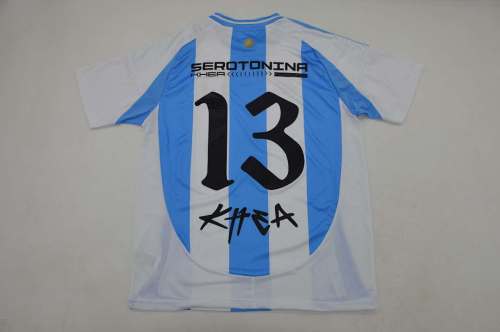 with FIFA World Champions Patch Retro Jersey 2024 Argentina KHEA MODEL Home Soccer Jersey Football Shirt