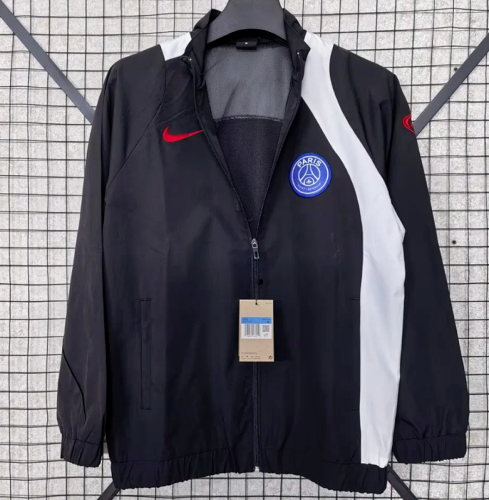 2025-2026 PSG Black/White Soccer Windbreaker Jacket Football Jacket