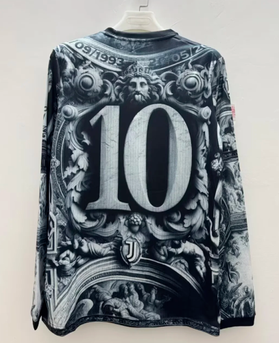 Long Sleeve Maillot Juve Shirt Fans Version 2025-2026 Juventus Del Piero 10 Prematch Shirt Soccer Training Jersey