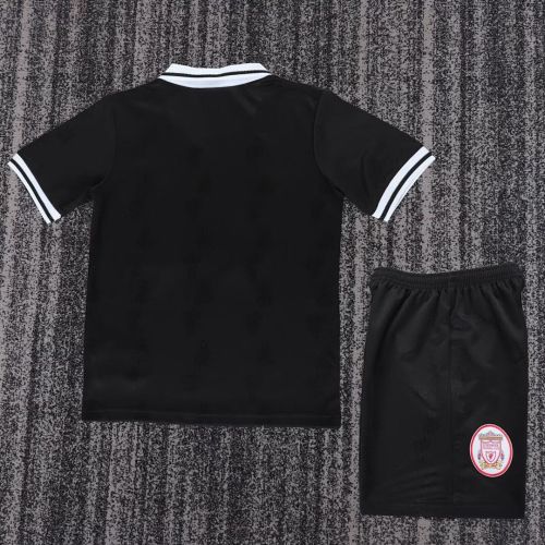 Retro Youth Uniform Kids Kit 1996-1997 Liverpool Third Away Black Soccer Jersey Shorts Vintage Child Football Set