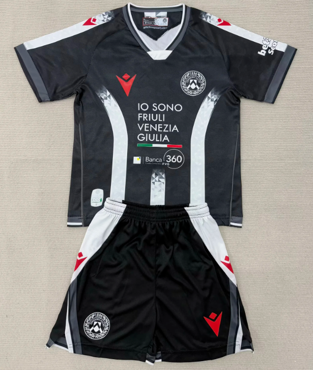 Youth Uniform Kids Kit 2025-2026 Udinese Home Soccer Jersey Shorts Child Venice Football Set