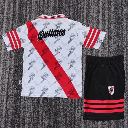 Retro Youth Uniform Kids Kit 1996-1997 River Plate Home Soccer Jersey Shorts Child Football Set