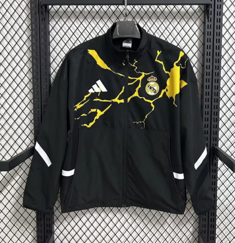 2025-2026 Real Madrid Black Marvel Version Soccer Windbreaker Jacket Football Jacket