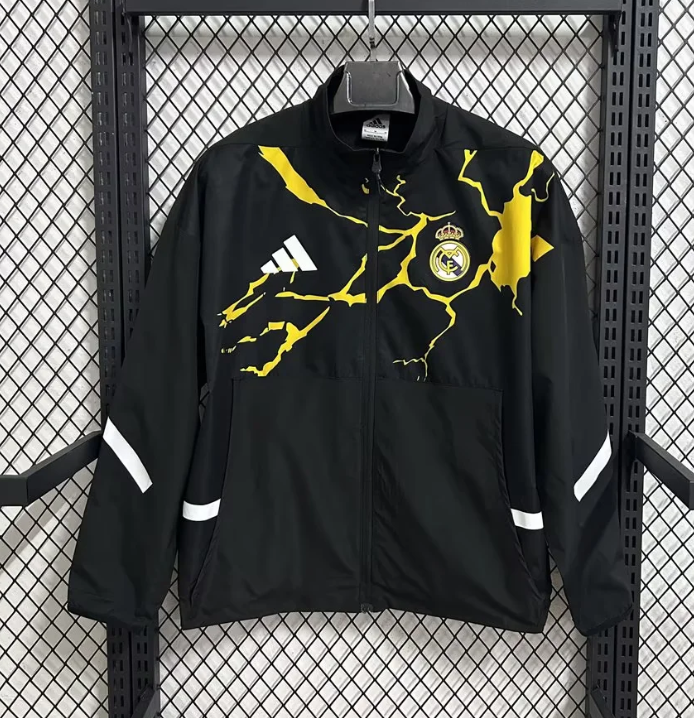 2025-2026 Real Madrid Black Marvel Version Soccer Windbreaker Jacket Football Jacket