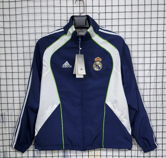 Retro Jacket 2010-2011 Real Madrid Dark Blue/White Soccer Windbreaker Jacket Football Jacket