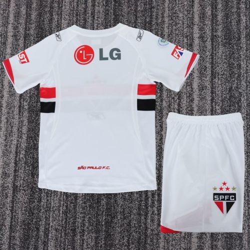Retro Youth Uniform Kids Kit 2007-2008 Sao Paulo Home Soccer Jersey Shorts Vintage Child Football Set