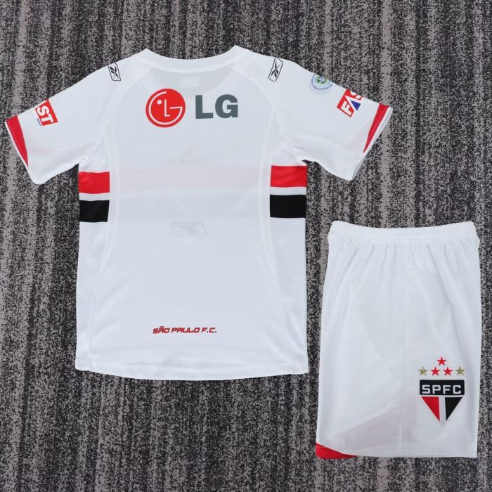 Retro Youth Uniform Kids Kit 2007-2008 Sao Paulo Home Soccer Jersey Shorts Vintage Child Football Set