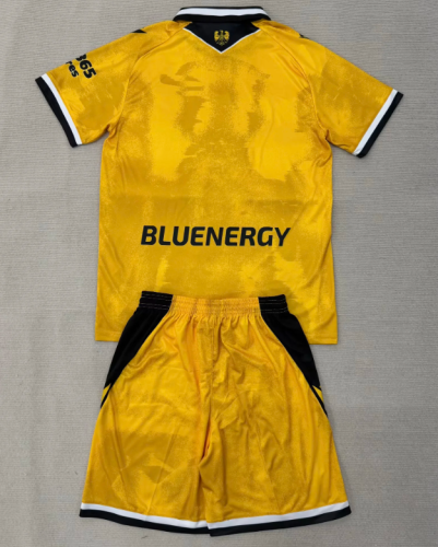 Youth Uniform Kids Kit 2025-2026 Udinese Third Away Yellow Soccer Jersey Shorts Child Venice Football Set