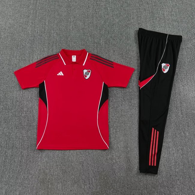 2025-2026 River Plate Red Soccer Polo and Pants Football Kit