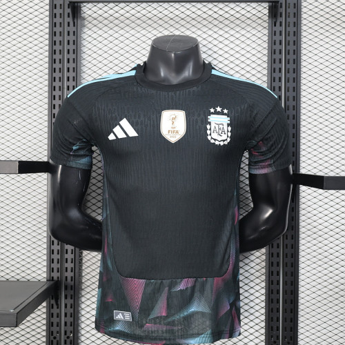 with Golden Front Patch Player Version 2026 Argentina Black Goalkeeper Soccer Jersey Camisetas de Futbol