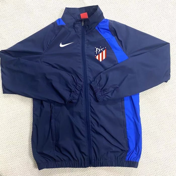 2025-2026 Atletico Madrid Black/Blue Soccer Windbreaker Jacket Football Jacket