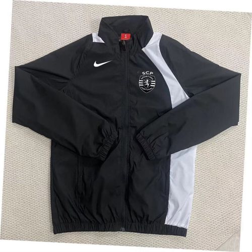 2025-2026 Sporting Lisbon Black/White Soccer Windbreaker Jacket Football Jacket