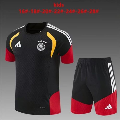Youth Uniform Kids Kit 2026 Germany Black/Red Soccer Training Jersey Shorts  Child Football Set