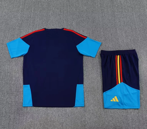 Adult Uniform 2026 Spain Dark Blue Soccer Training Jersey and Shorts Football Kits