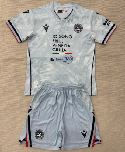 Youth Uniform Kids Kit 2025-2026 Udinese Away Grey Soccer Jersey Shorts Child Venice Football Set