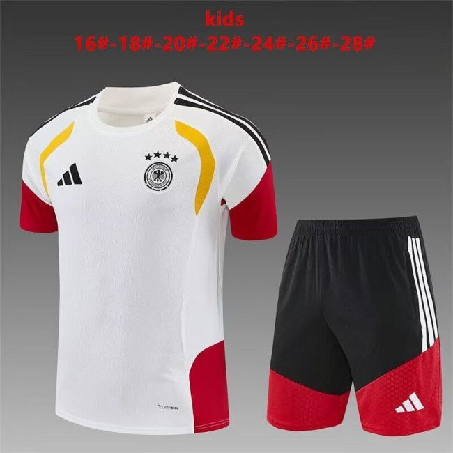 Youth Uniform Kids Kit 2026 Germany White/Red Soccer Training Jersey Shorts Child Football Set