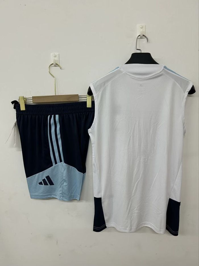 Adult Uniform 2025-2026 Argentina White Soccer Training Vest and Shorts Football Set
