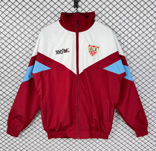 Retro Jacket 1993-1994 Sevilla White/Red Soccer Windbreaker Jacket Football Jacket