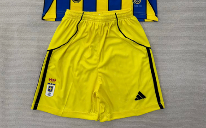 Fan Version 2025-2026 Real Oviedo Away Yellow Soccer Shorts Football Shorts