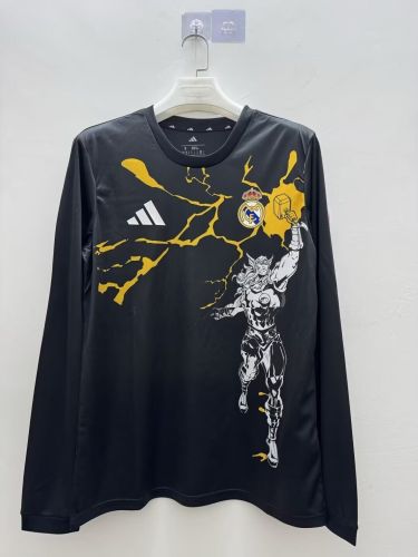 Long Sleeve Fans Version 2025-2026 Real Madrid Black Marvel Version Soccer Jersey Real Football Shirt