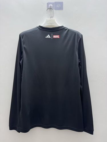 Long Sleeve Fans Version 2025-2026 Real Madrid Black Marvel Version Soccer Jersey Real Football Shirt