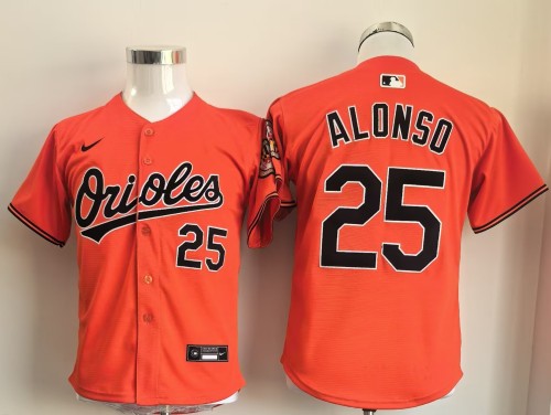 Youth Baltimore Orioles Blank ALONSO 25 Orange MLB Shirt Cool Base Jersey
