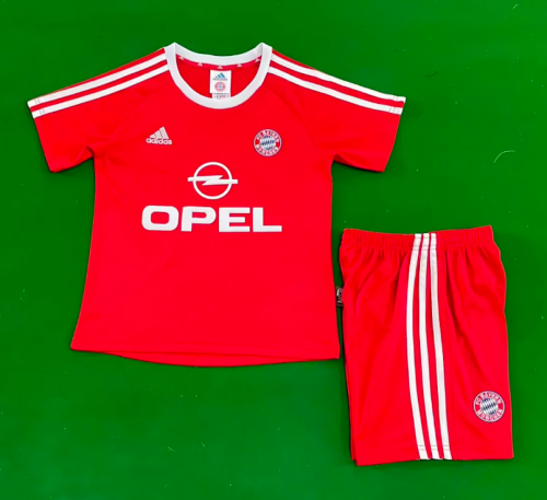Retro Youth Uniform Kids Kit 2001-2002 Bayern Munich Home Soccer Jersey Shorts Vintage Child Football Set