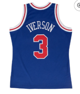 Mitchell&ness Philadelphia 76ers Basketball Shirt 3 IVERSON Blue Classic NBA Jersey