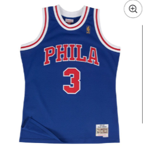 Mitchell&ness Philadelphia 76ers Basketball Shirt 3 IVERSON Blue Classic NBA Jersey