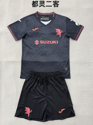 Youth Uniform Kids Kit 2025-2026 Torino Third Away Black Soccer Jersey Shorts Child Football Set
