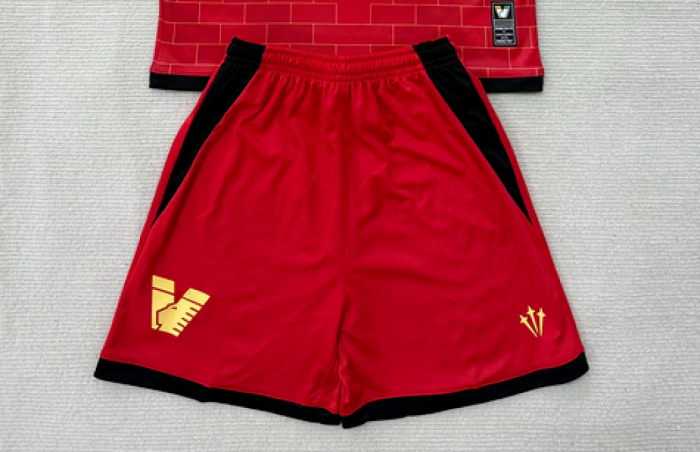 Fan Version 2025-2026 Venezia Fourth Away Red Soccer Shorts Football Shorts