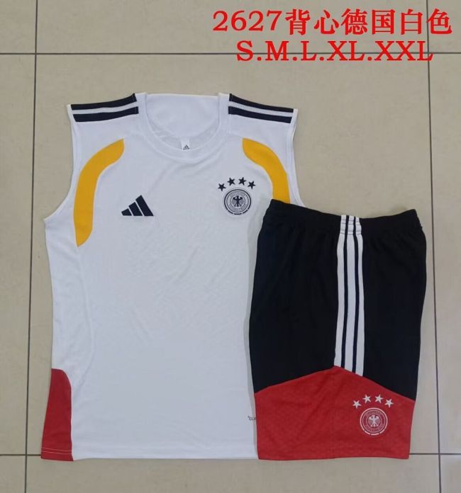 Adult Uniform 2025-2026 Germany White Soccer Training Vest and Shorts Football Set