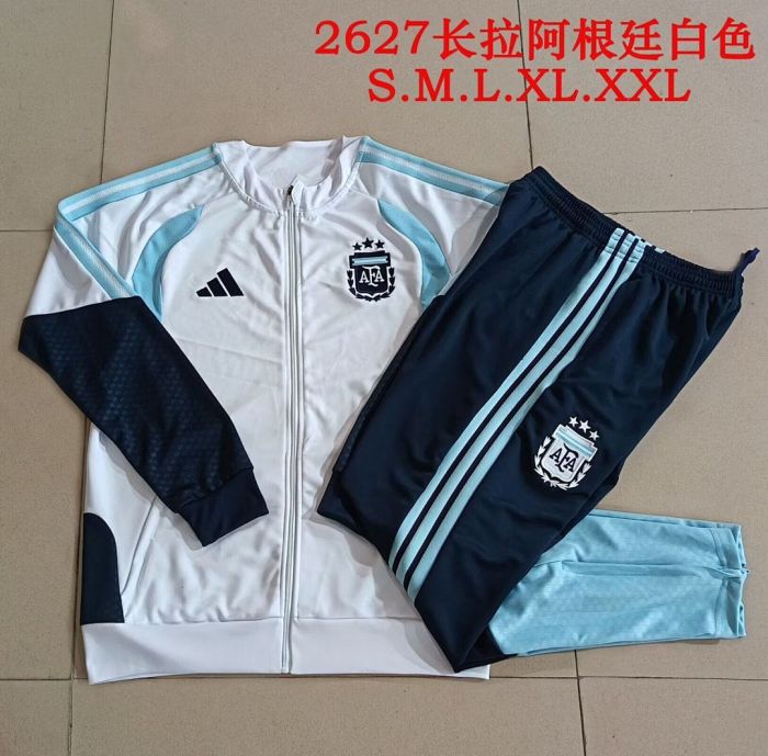 2026 Argentina White Soccer Windbreaker Jacket Football Jacket and Pants