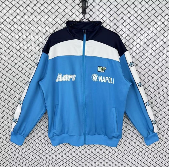 Retro Jacket 1989-1990 Napoles Blue Soccer Windbreaker Jacket Football Jacket
