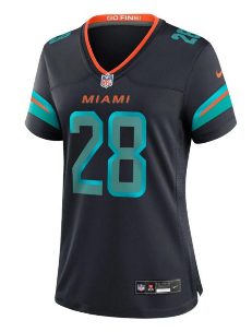 Women's Miami Dolphins Achane 28 Black Game Jersey NFL Shirt