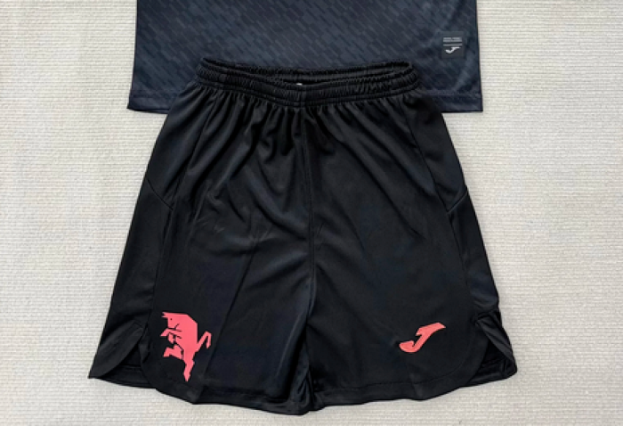 Fan Version Torino 2025-2026 Third Away Black Soccer Shorts Football Shorts