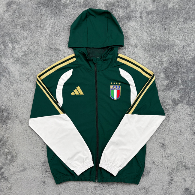with Cap 2026 Italy Blue Soccer Windbreaker Jacket Football Jacket