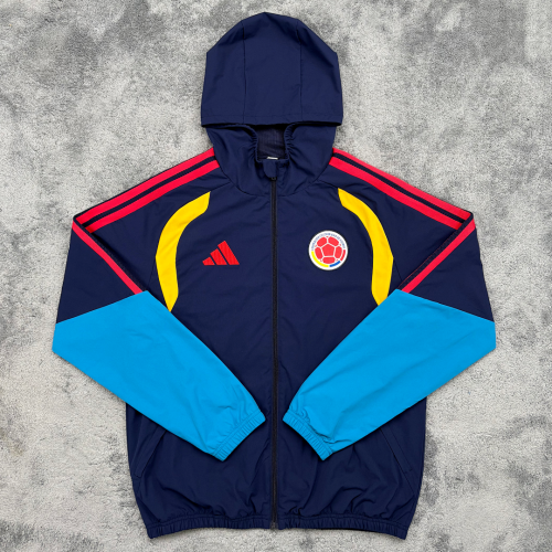 with Cap 2026 Colombia Dark Blue Soccer Windbreaker Jacket Football Jacket