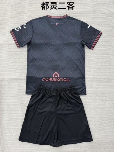 Youth Uniform Kids Kit 2025-2026 Torino Third Away Black Soccer Jersey Shorts Child Football Set